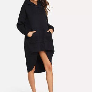 Drop Shoulder Dip Hem Long Hoodie